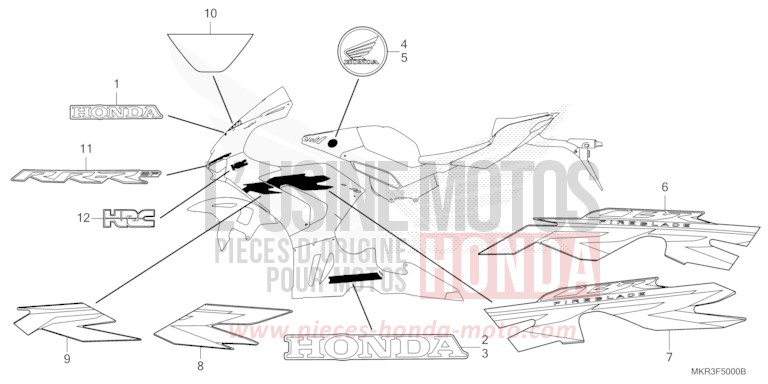 MARKE/STREIFEN (1) von CBR1000RR "Fireblade" MAT PEARL MORION BLACK (NHC33) von 2020